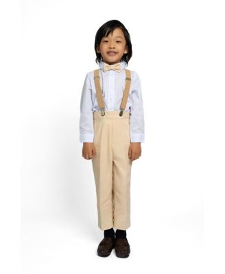 Toddler Boys Barn Safari Linen 4-Piece Shirt, Bowtie, Suspenders and Pants Set