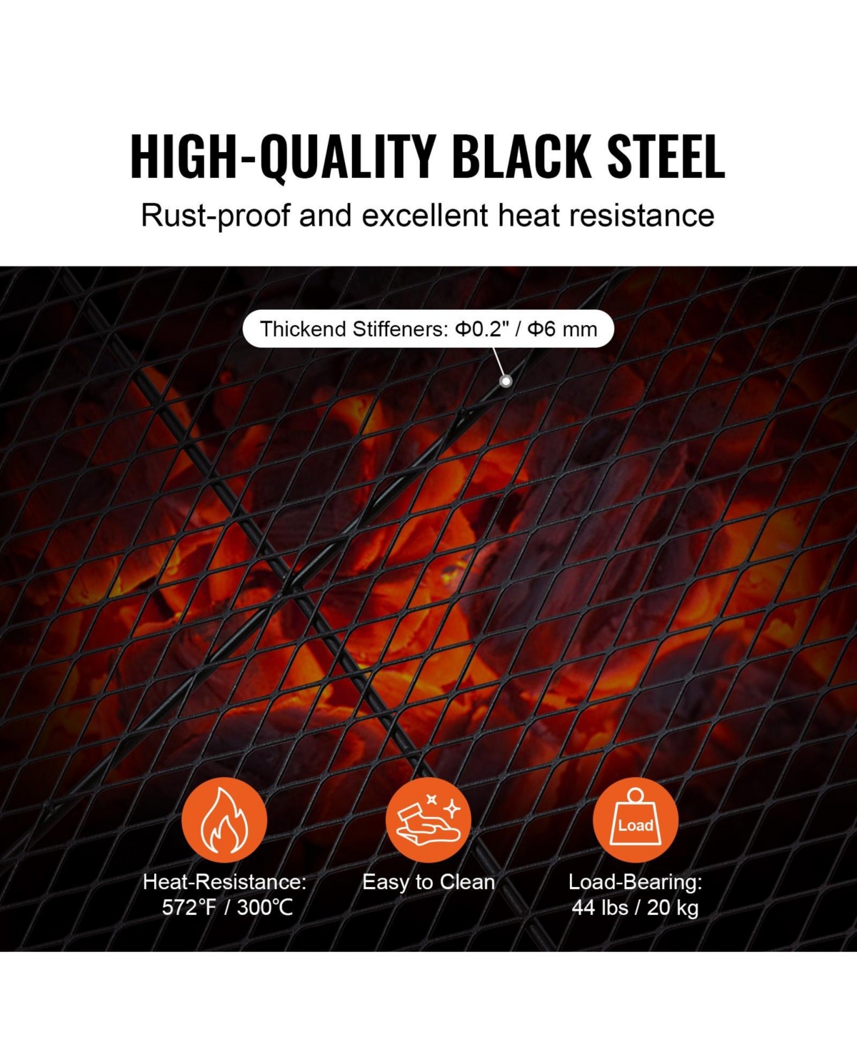 Cozito X-Marks Fire Pit Grill Grate, 30 inches Round Q235 Steel Cooking Grid with Handle
