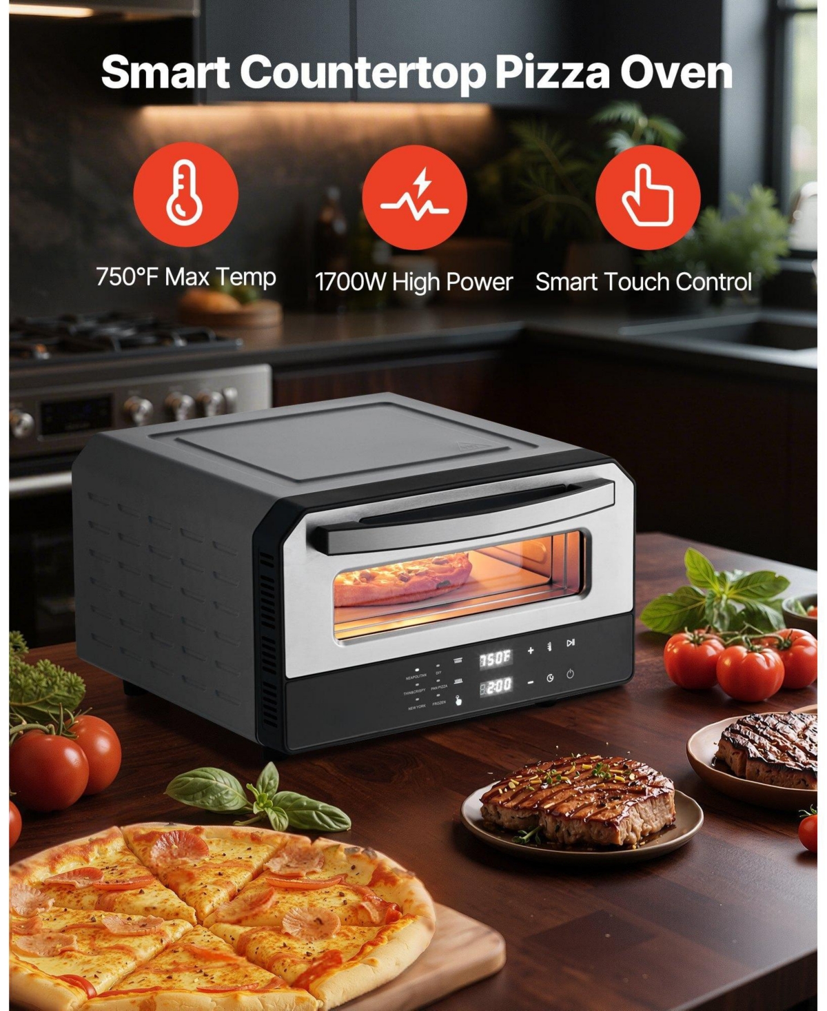 Cozito Electric Pizza Oven, 12 inches Countertop Pizza Cooker with 5 Presets