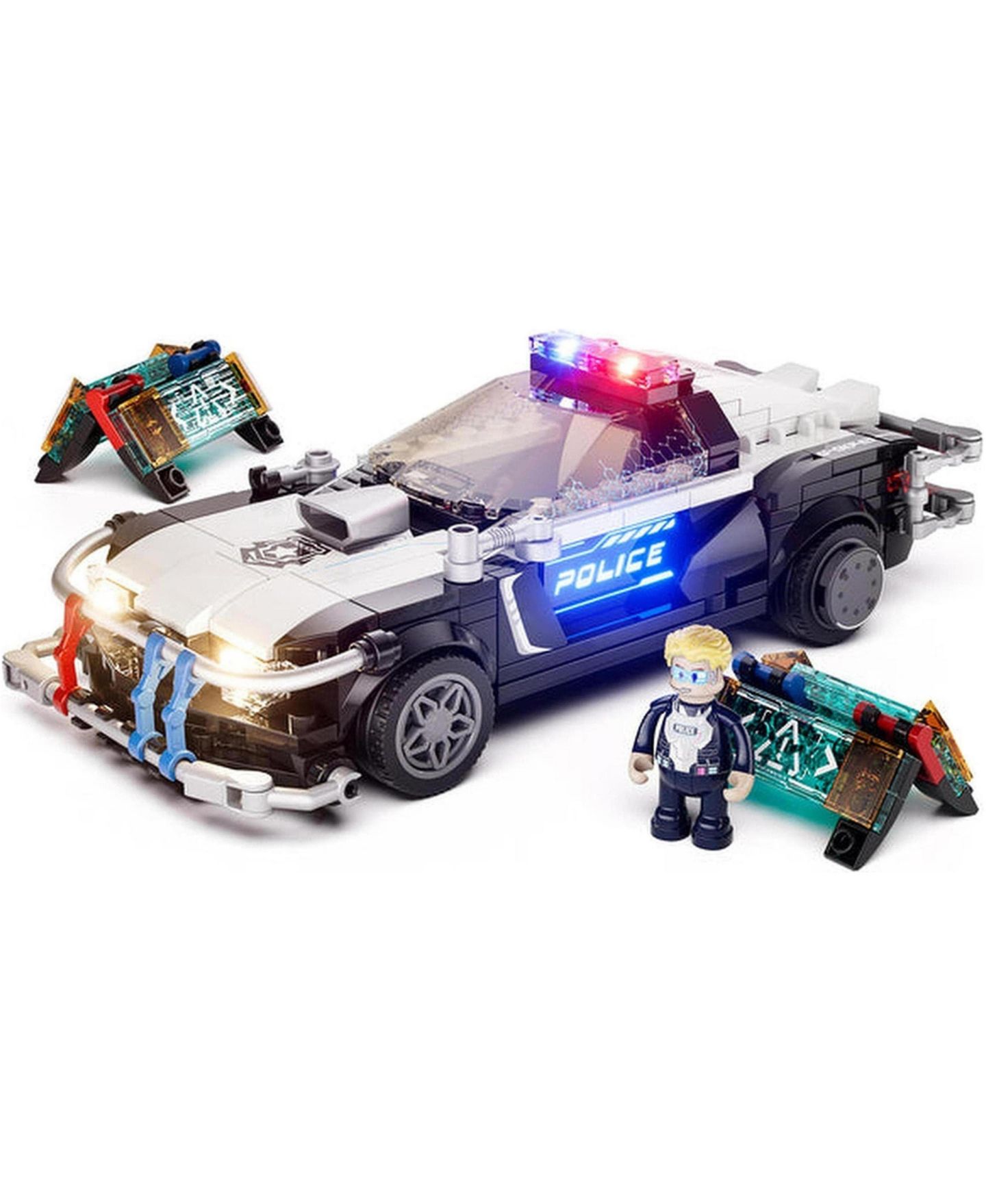 Детский конструктор Lumibricks Cyberpunk Police Patrol Car 372-Piece Lighted Building Set, Ages 8-10 — фото 1