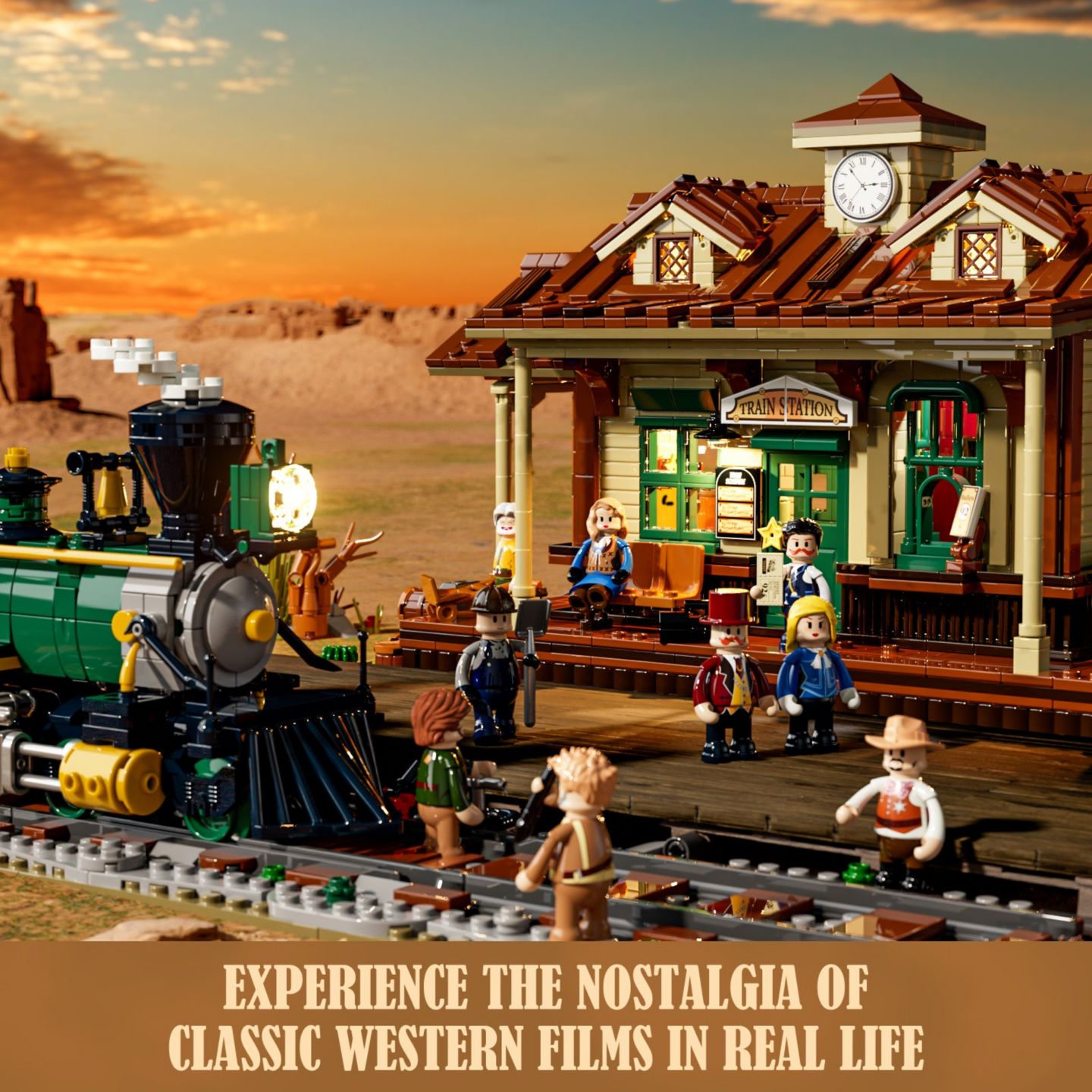 Детский конструктор Lumibricks Steampunk LED Light Western Train Station 1,843-Piece Building Set, Ages 16+ — фото 5