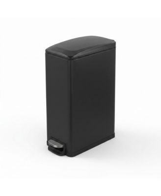 12 Gal/45 Liter Slim Stainless Steel Step-on Kitchen Trash Can Hands-Free Foot Pedal Soft-Close Lid for Home Office