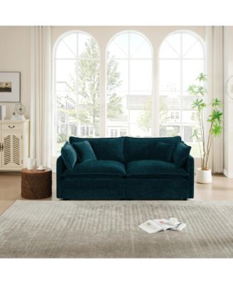 Modern Fabric Loveseat Sofa, 76" Modular Sectional Sofa, Chenille Deep Seat Cloud Couch with 4 Pillows for Living Room, Office