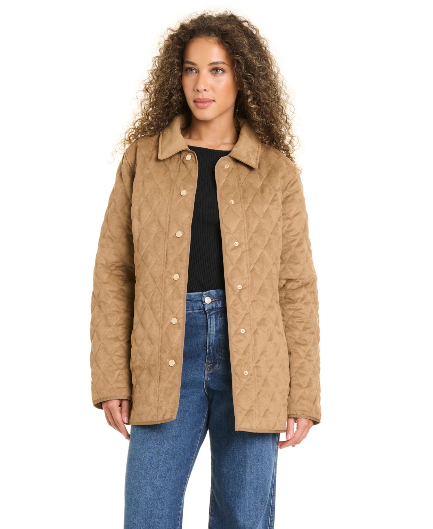 Women's Faux Sude Quilted Coat