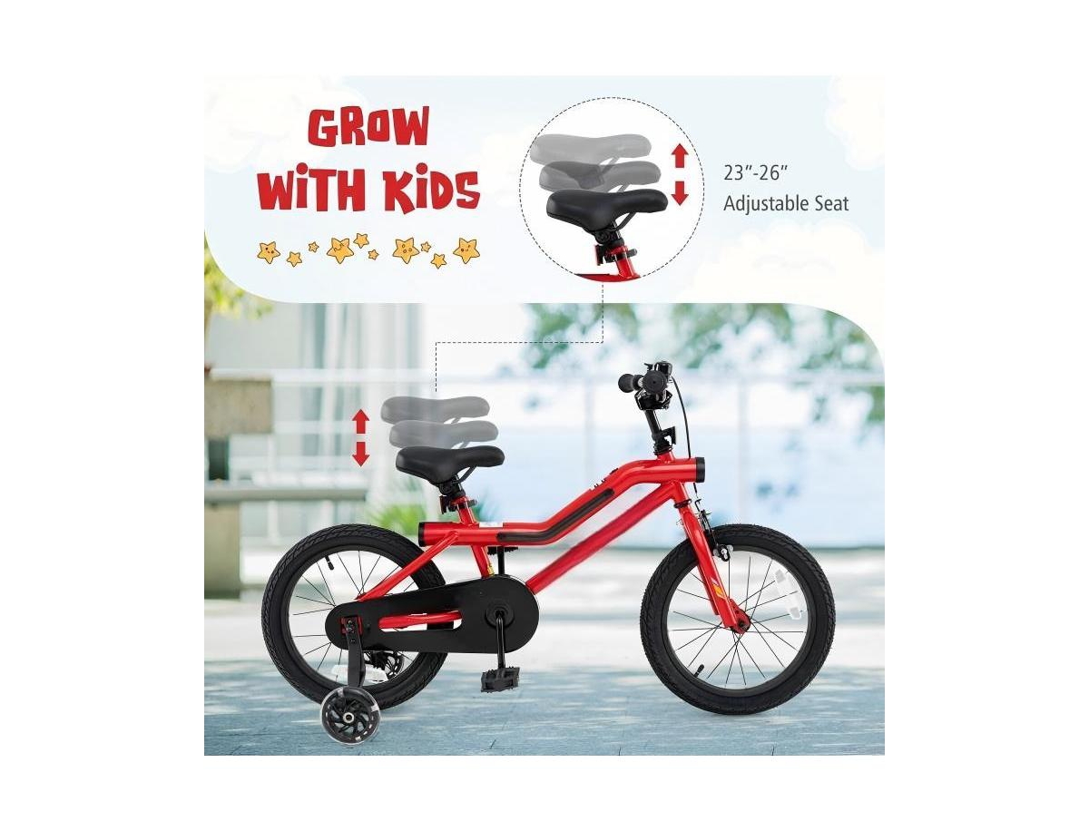 Hongge 16 Inches Kids Bike with Led Lights, Adjustable Carbon Steel Bicycle-4-7 Years