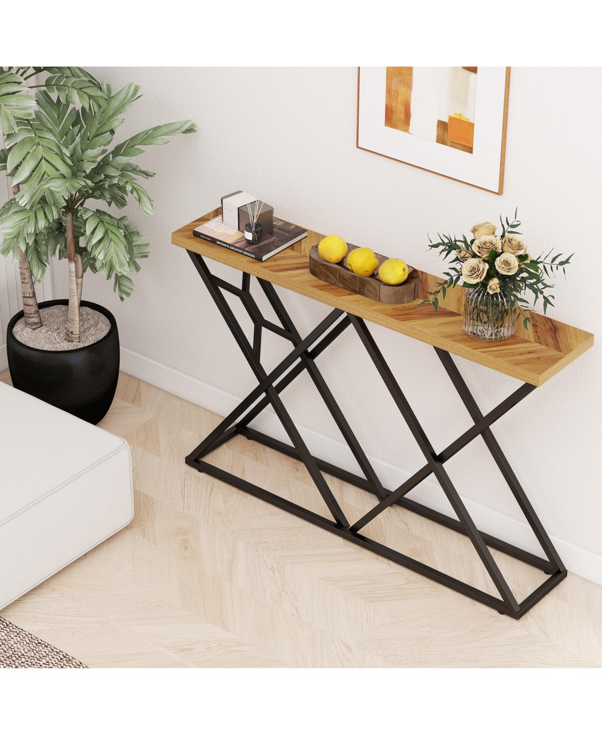 Slickblue Entryway Console Table with Sturdy Metal Frame