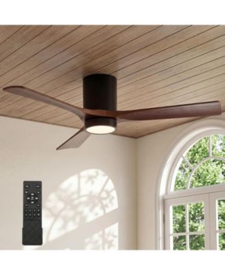52 inch Ceiling Fans with Lights, Low Profile Ceiling Fan with Remote Control, 3 Solid Wood Blades, Reversible, 3CCT, Dimmable