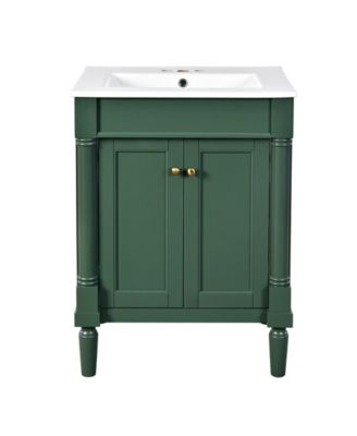 24 Inch Modern Single Sink Bathroom Vanity 2 Tier Storage Cabinet with Large Open Shelves for Home Bathroom