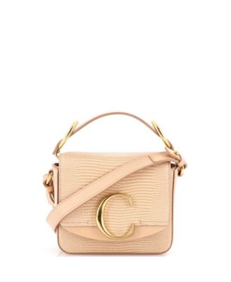 Mini C Flap Bag Embossed Leather
