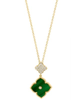 Malachite & Diamond (1/10 ct. t.w.) Pendant Necklace in 14k Yellow Gold