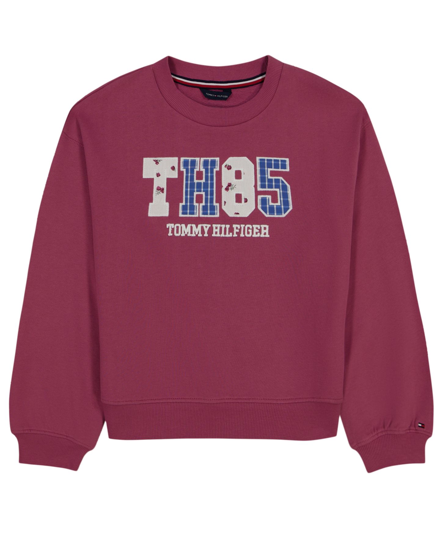 Толстовка Tommy Hilfiger Th85 Print для девочек, цвет: Ягодный — фото 1