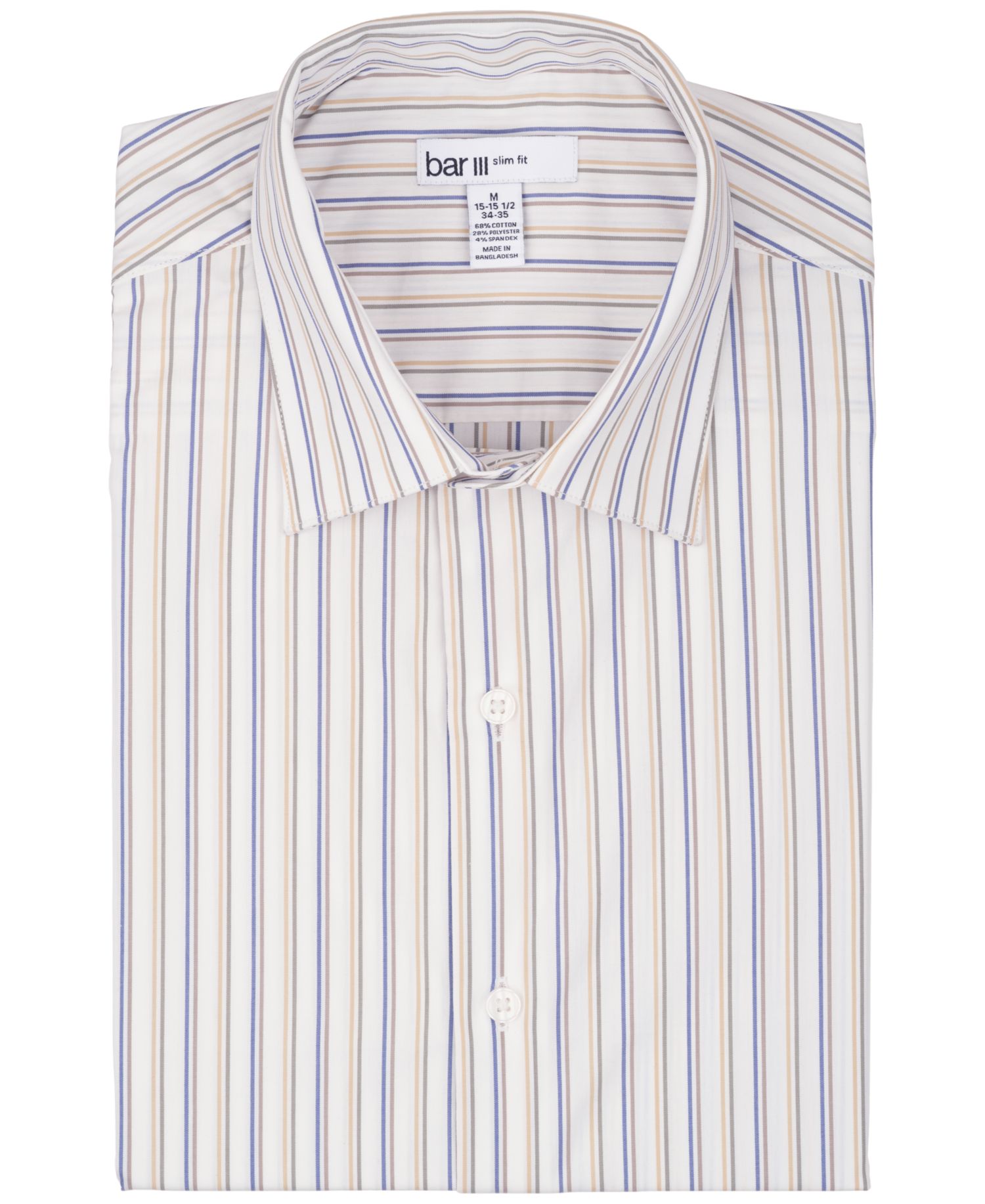 Men's Harvest Stripe Slim-Fit Stretch Spread Collar Dress Shirt