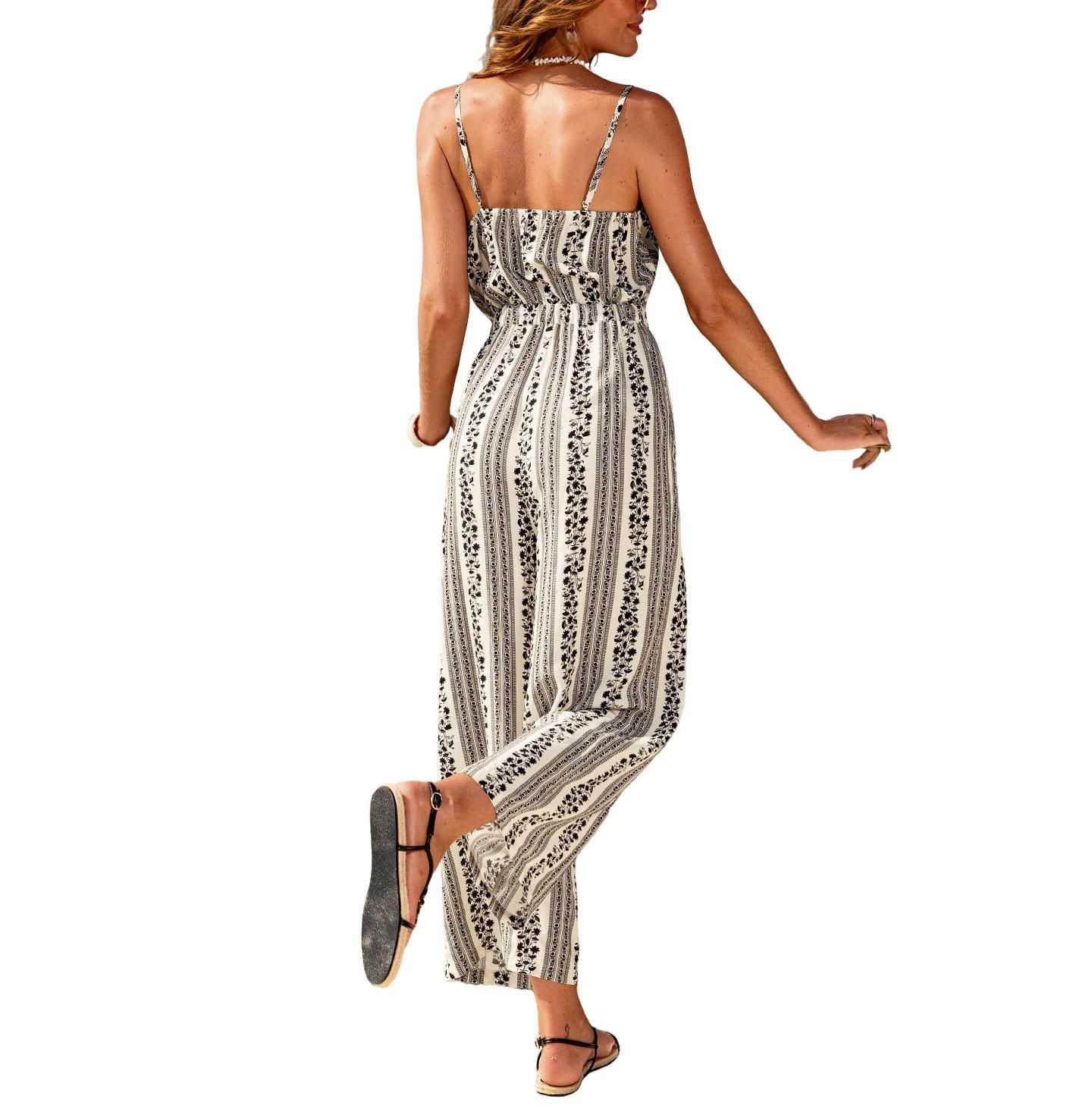 Женский комбинезон Cupshe Quiet Bloom Striped Jumpsuit, цвет: Чёрный — фото 3