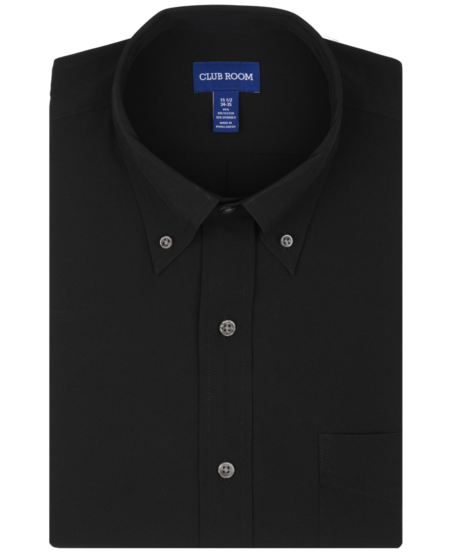 Мужская рубашка Club Room Regular-Fit Long-Sleeve Dress Shirt, цвет: Глубокий чёрный — фото 5