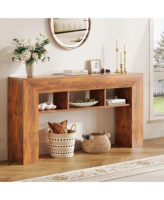 Entryway Console Table, Sofa Table with Storage Shelves, Wooden Entry Foyer Table, Behind Couch Table for Living Room, Hallway, Entrance
