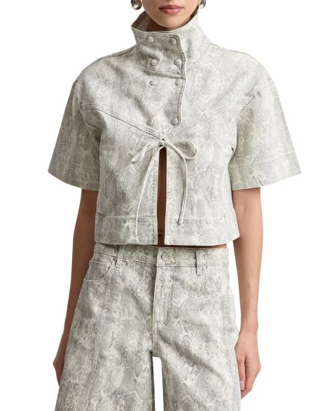 Женские куртки Avec Les Filles Snake Print Denim Jacket