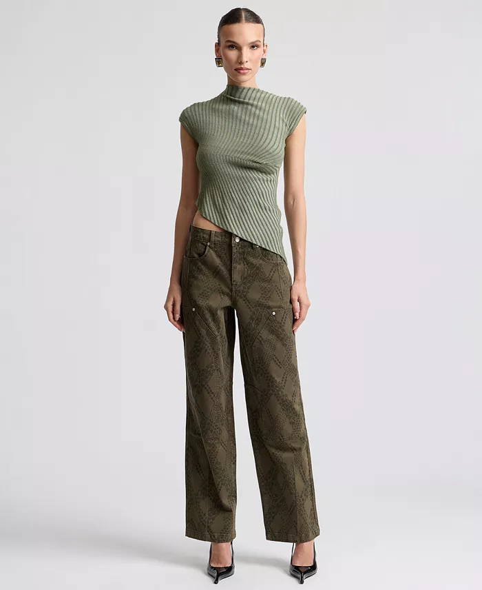 Women's Snake Print Straight Jeans - thumbnail 2