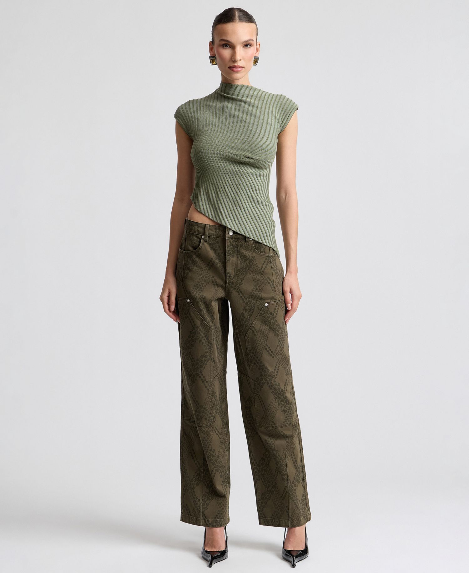 Women's Snake Print Straight Jeans