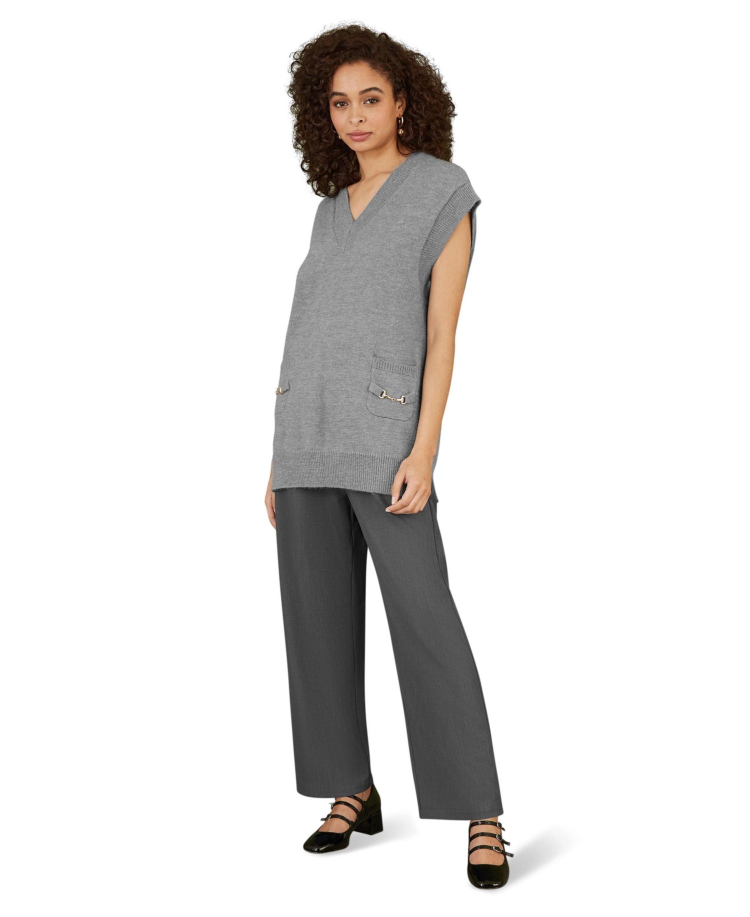 Women's Knitted V-Neck Vest Tunic