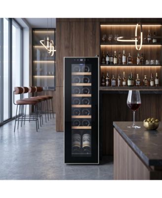 14-Bottle Wine Cabinet, Iron and Stainless Steel Frame, Engineered Wood Shelf, Stainless Steel Door Frame