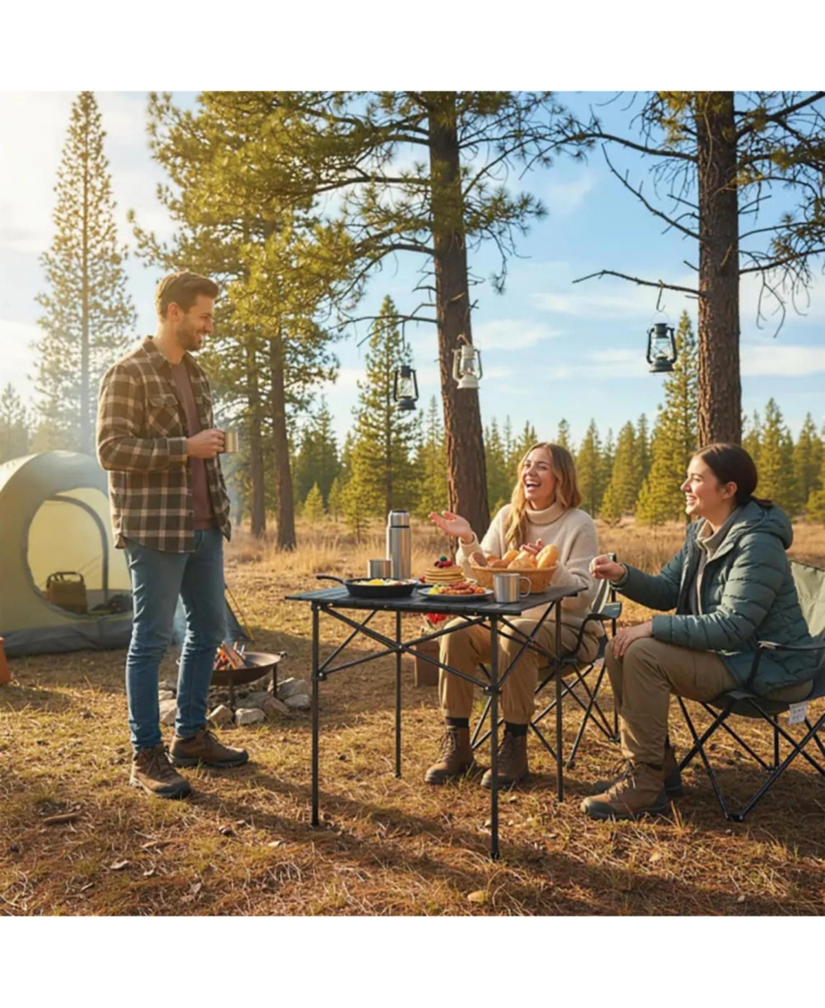 Yiortwo Portable Roll-Up Camping Table with Carry Bag, Aluminum Outdoor