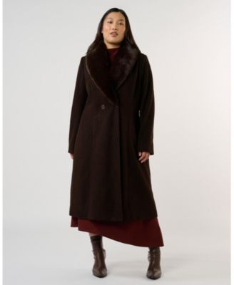 Women's Alastair Faux Fur Trim Full Length Coat