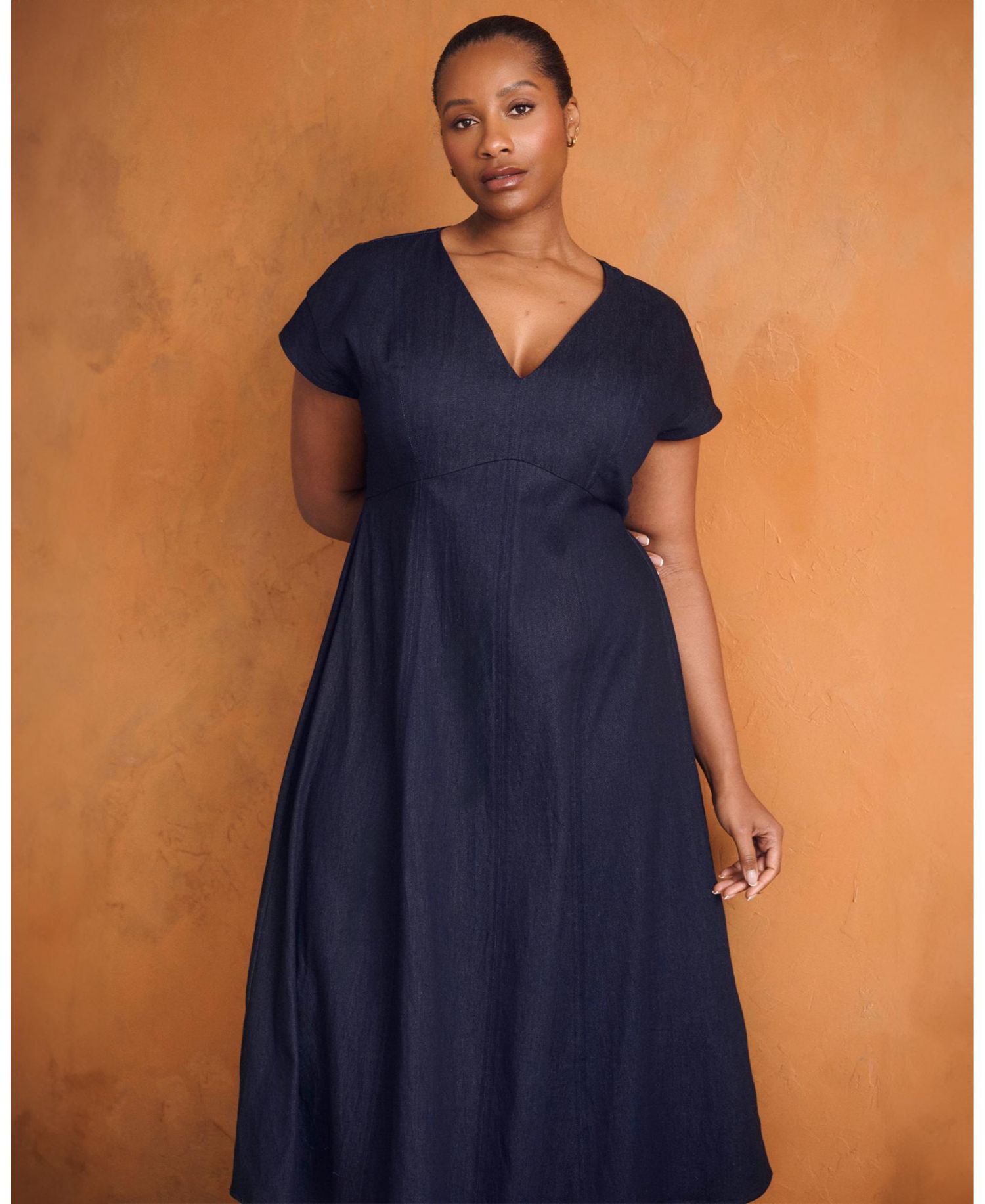 Women's Abbie Denim Short Sleeve Midi Dress