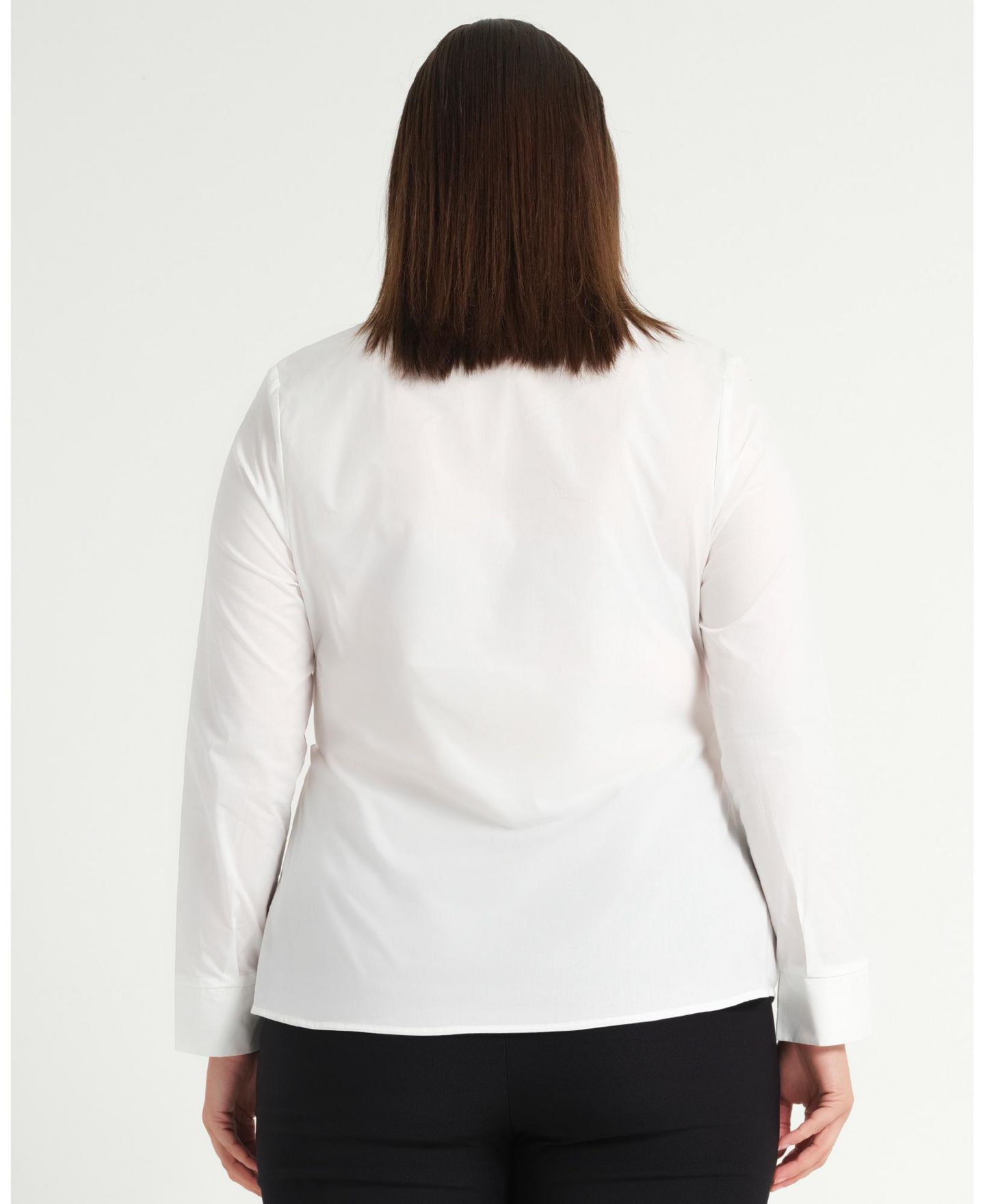 Женская рубашка ESTELLE Plus Size Leo Collared V-Neck Button Tie-Front, цвет: Молочный — фото 3