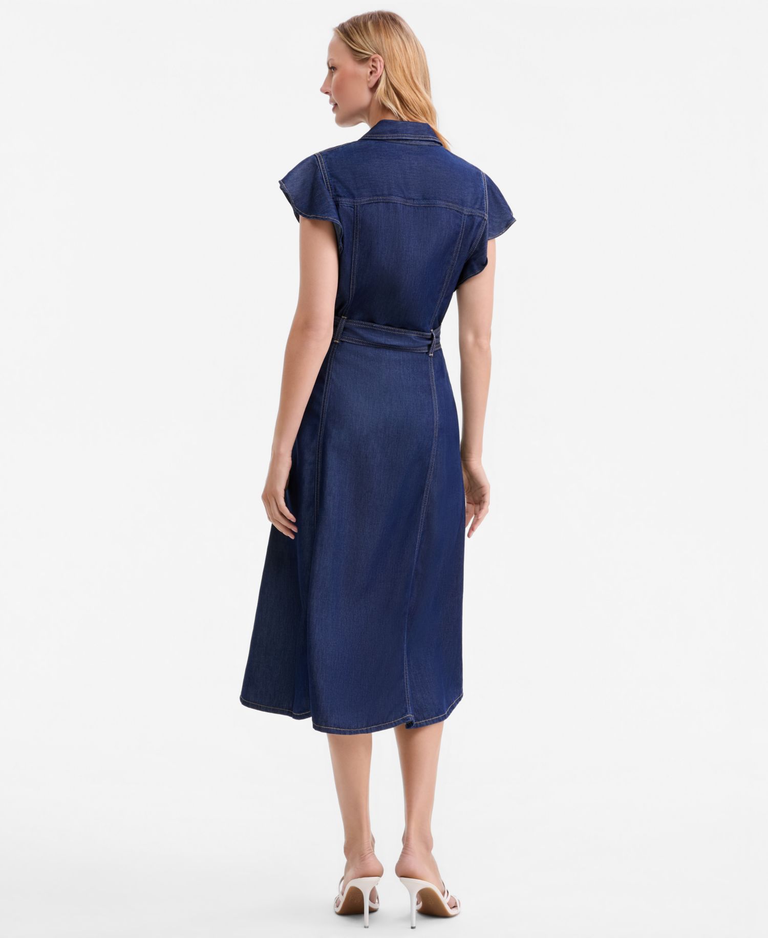 Women's Collar Short-Sleeve Midi Dress