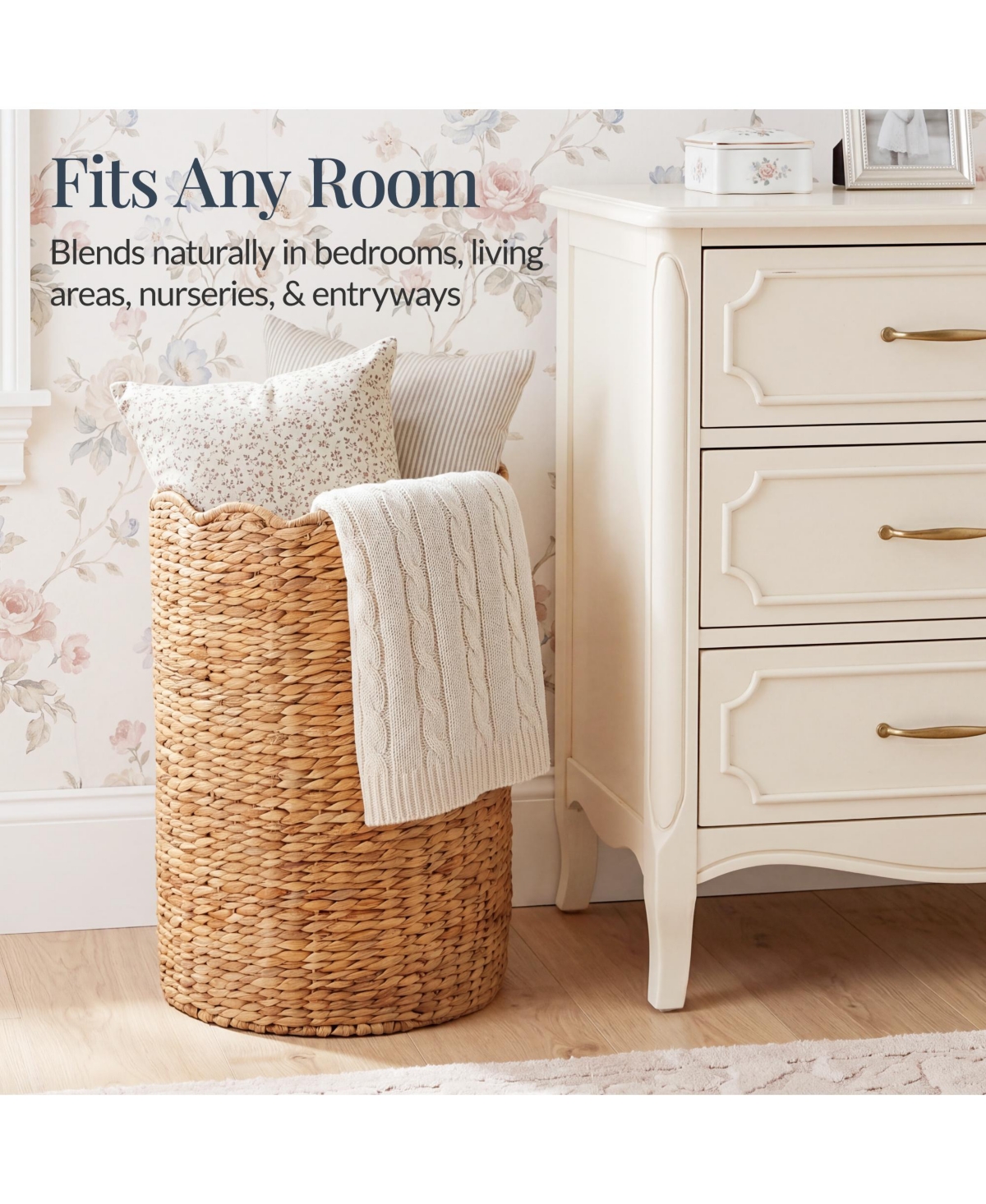 Best Choice Products Scalloped Large Round Laundry Hamper, Handwoven Laundry Basket and Organizer