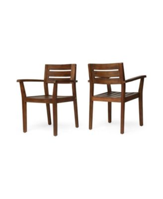 Stamford Dining Chairs Set of 2, Acacia Wood Patio Armchairs for Garden or Poolside