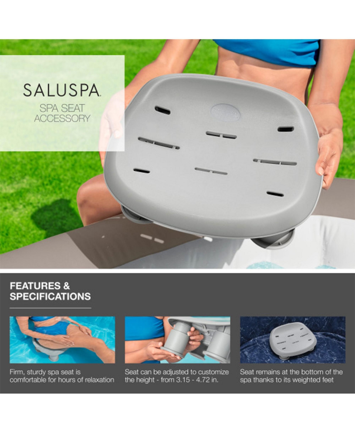 Bestway Coleman Hawaii AirJet Hot Tub with 2 Pack SaluSpa Non Slip Spa Seat