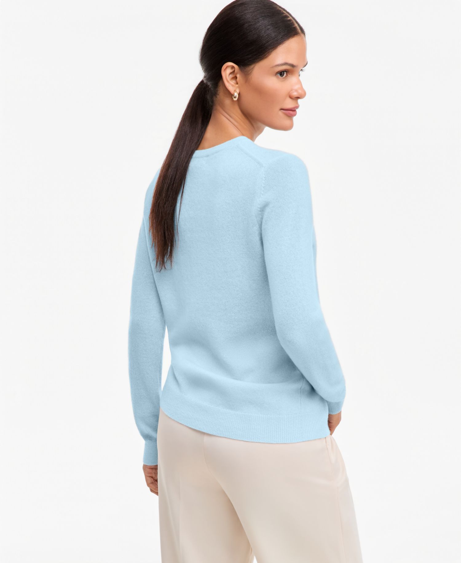 100% Cashmere Women's Petite Long-Sleeve Crewneck Sweater