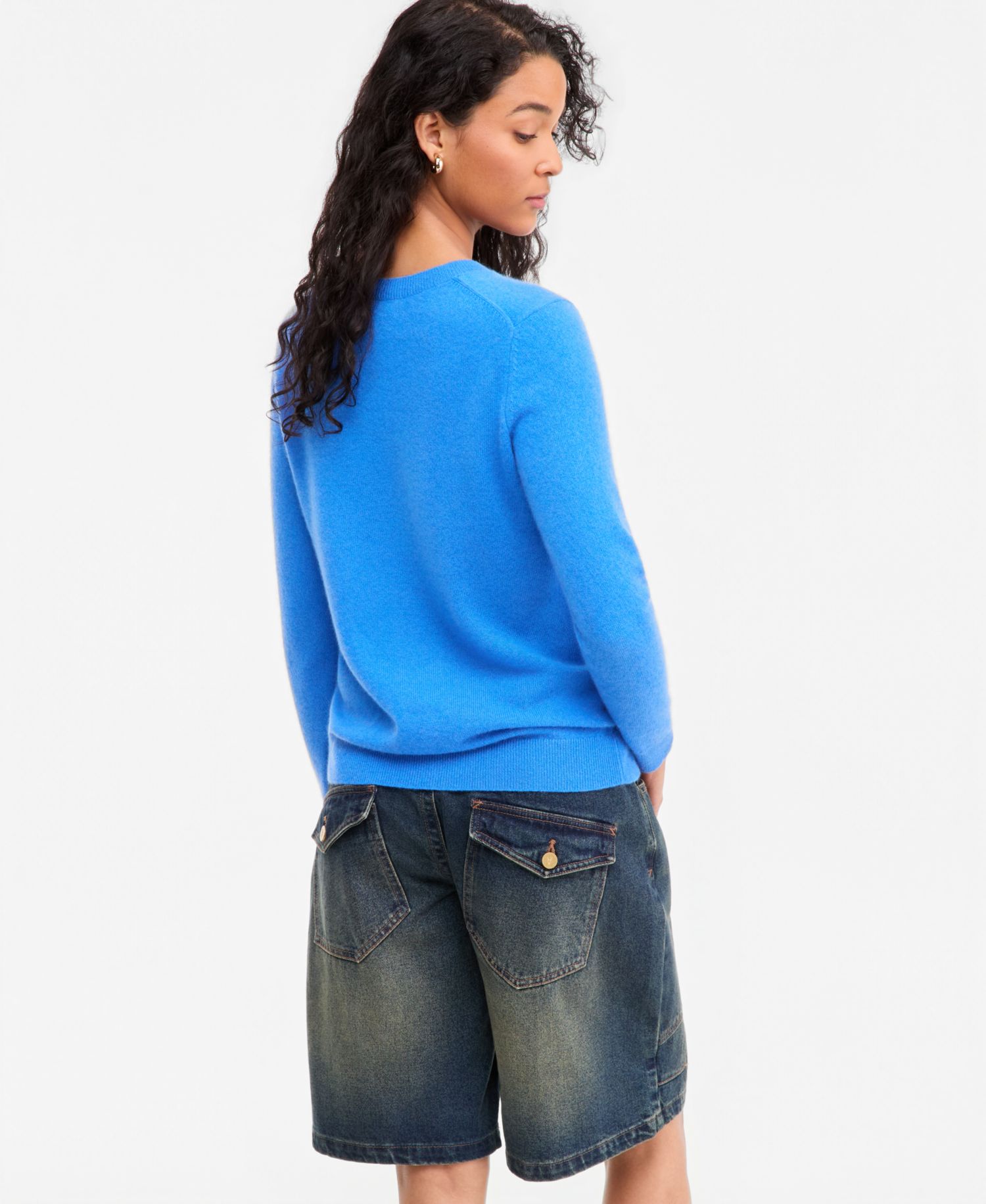 100% Cashmere Petite V-Neck Long-Sleeve Sweater