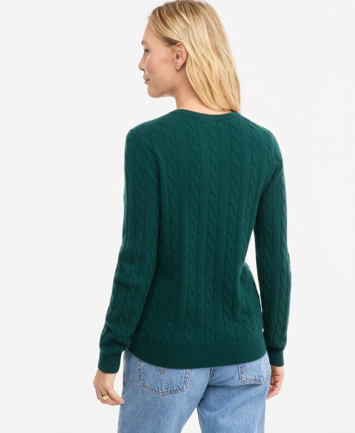 Petite Cable-Knit Crewneck 100% Cashmere Sweater