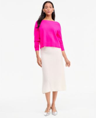 Women's 100% Cashmere Long Sleeve Boatneck Sweater