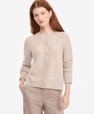Women's 100% Cashmere Herringbone Cardigan