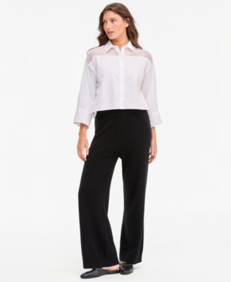 Women's 100% Cashmere Pull-On Wide-Leg Pants