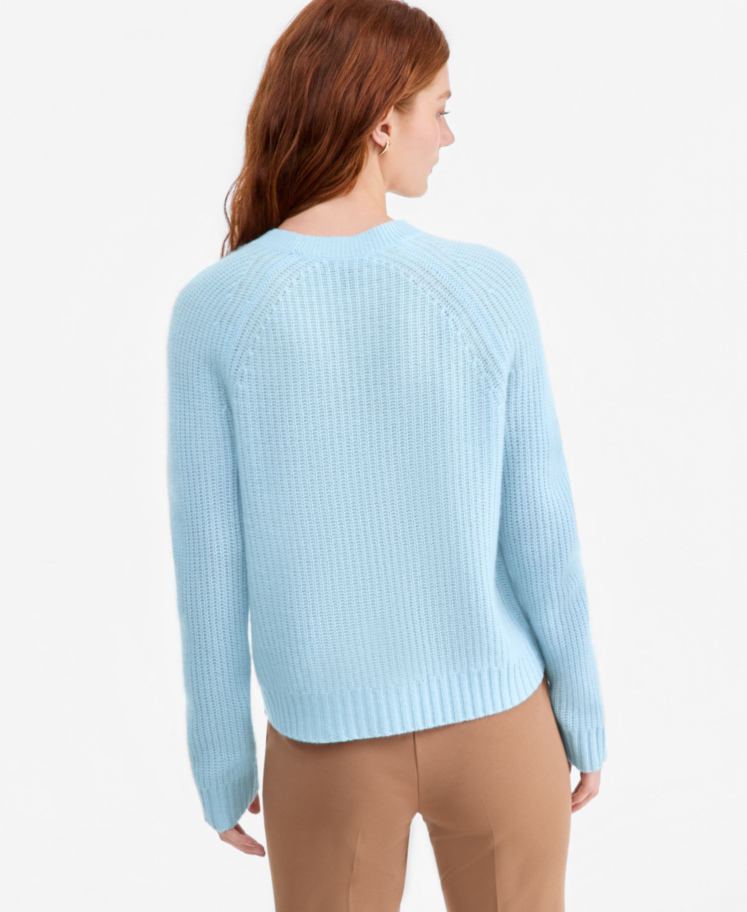 Plus Size 100% Cashmere Shaker Stitch Crewneck Sweater