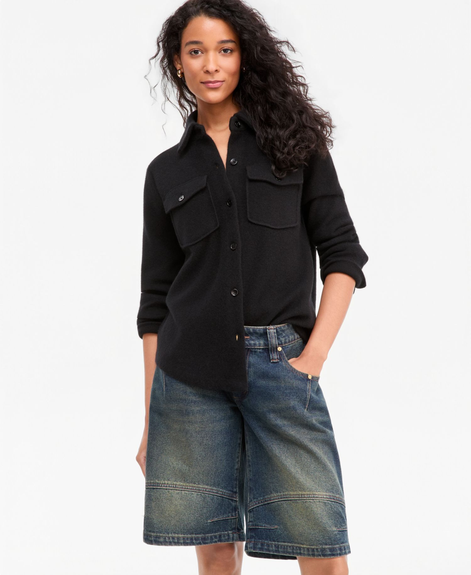 Women's 100% Cashmere Collared Shacket