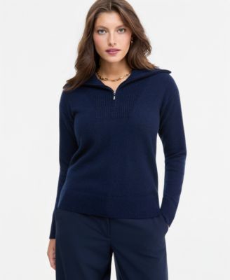 Women's 100% Cashmere Quarter-Zip Sweater