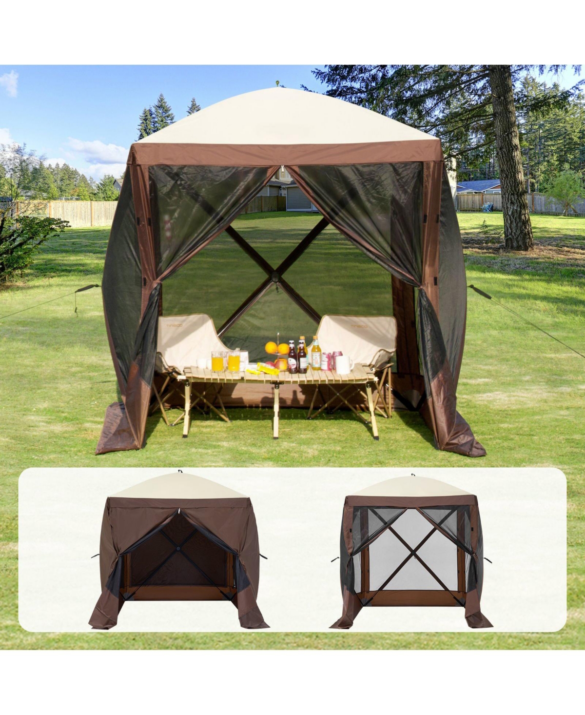 Cozito Pop Up Screen Gazebo Tent 4-Sided Canopy with Mesh Window