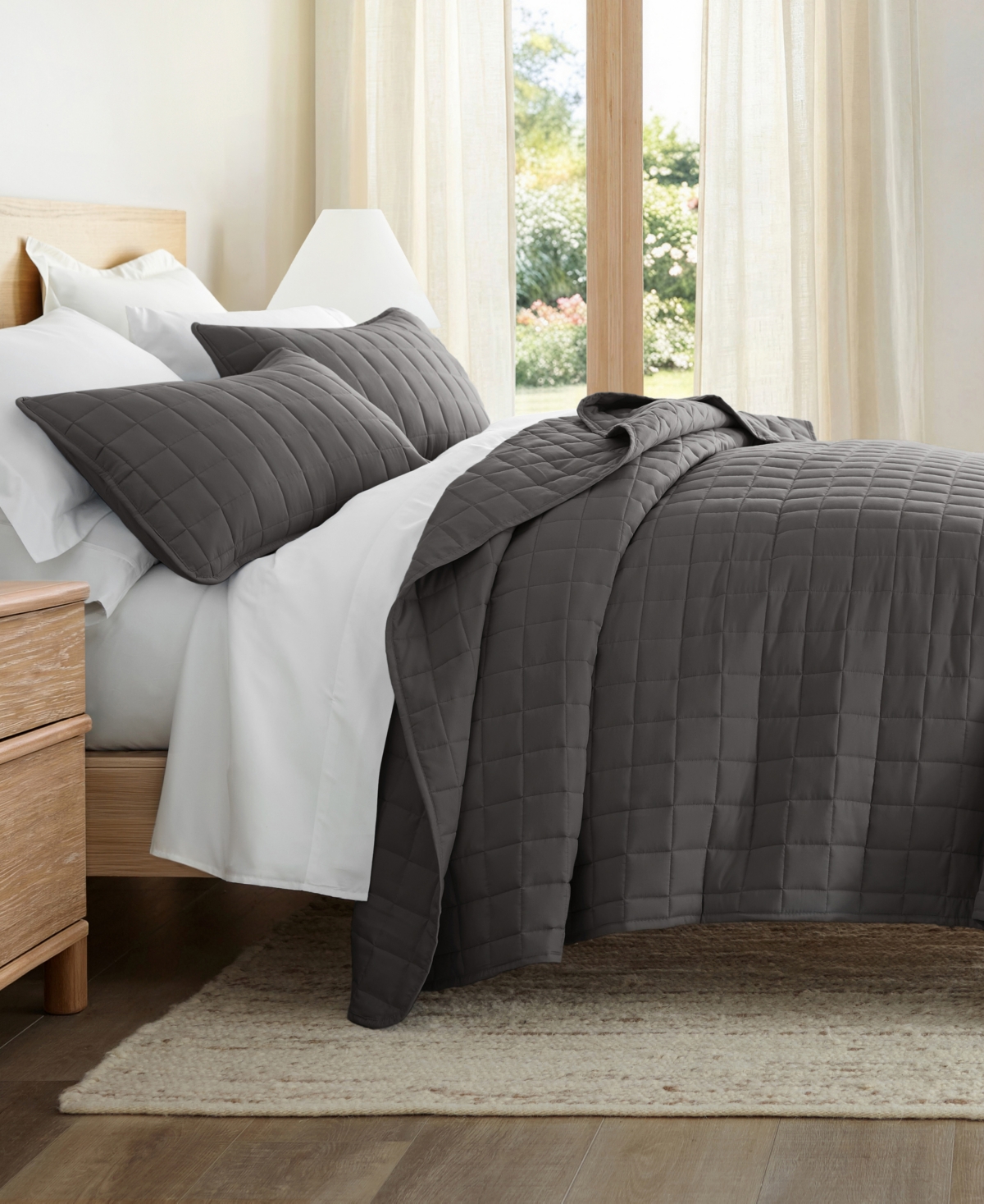 ienjoy Home Ultra Soft Square Pattern Quilted Coverlet Set