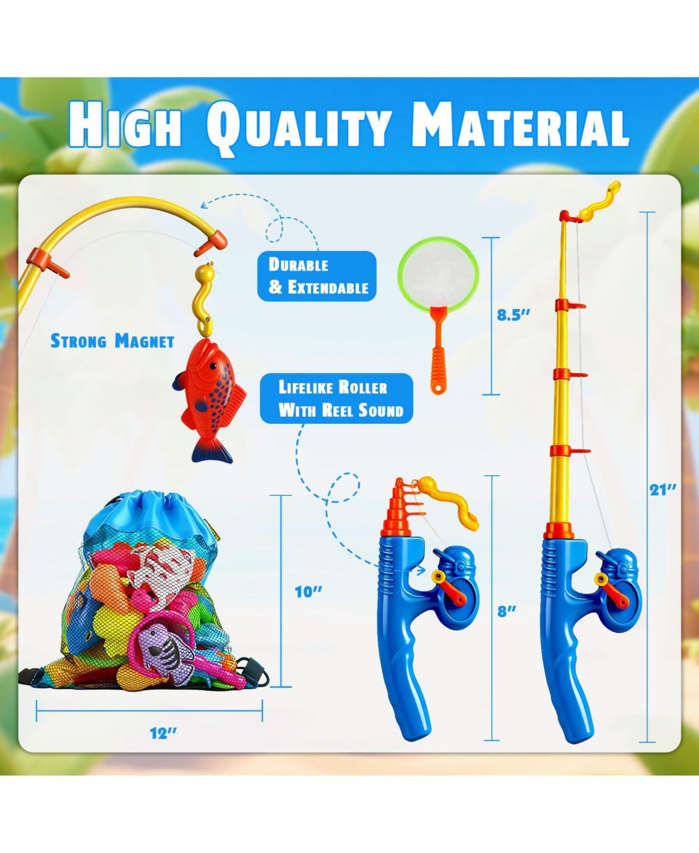 Детские игрушки GNUADZ 30 Piece Plastic Fishing Game Water Toy, Ages 3-6, цвет: Разноцветный — фото 3