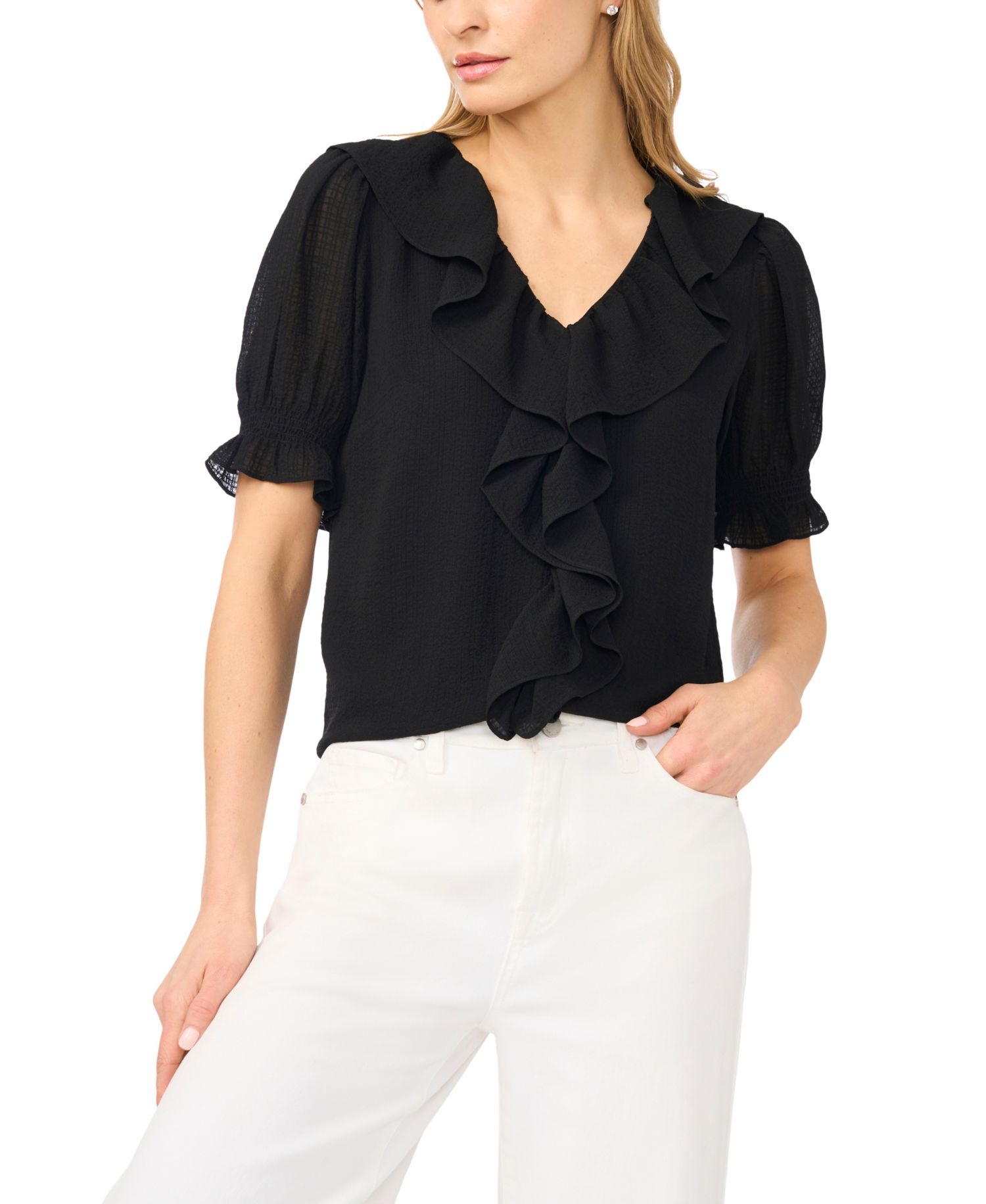 Women's V-Neck Short-Sleeve Blouse