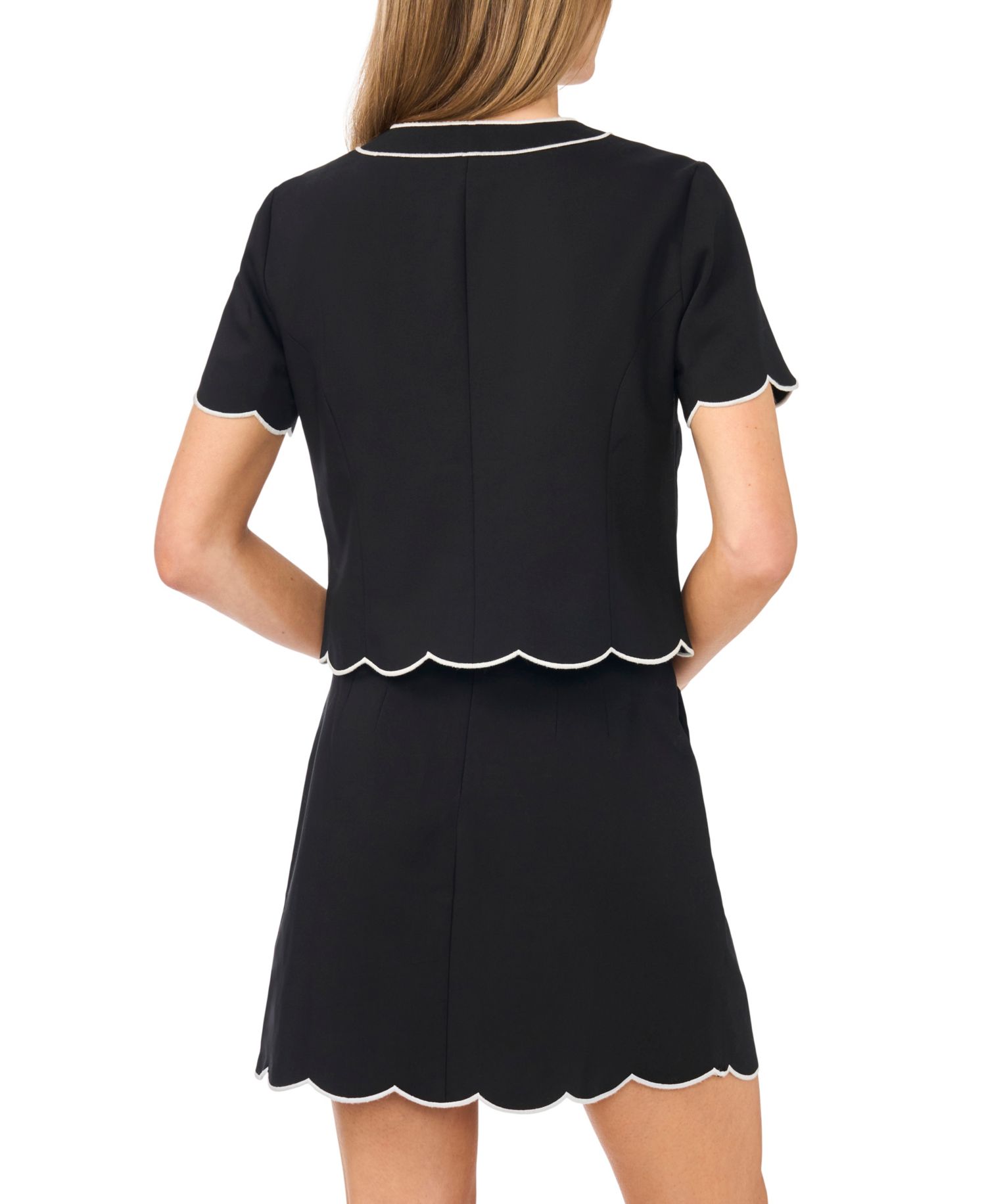 Women's Short-Sleeve Contrast Scallop Jacket