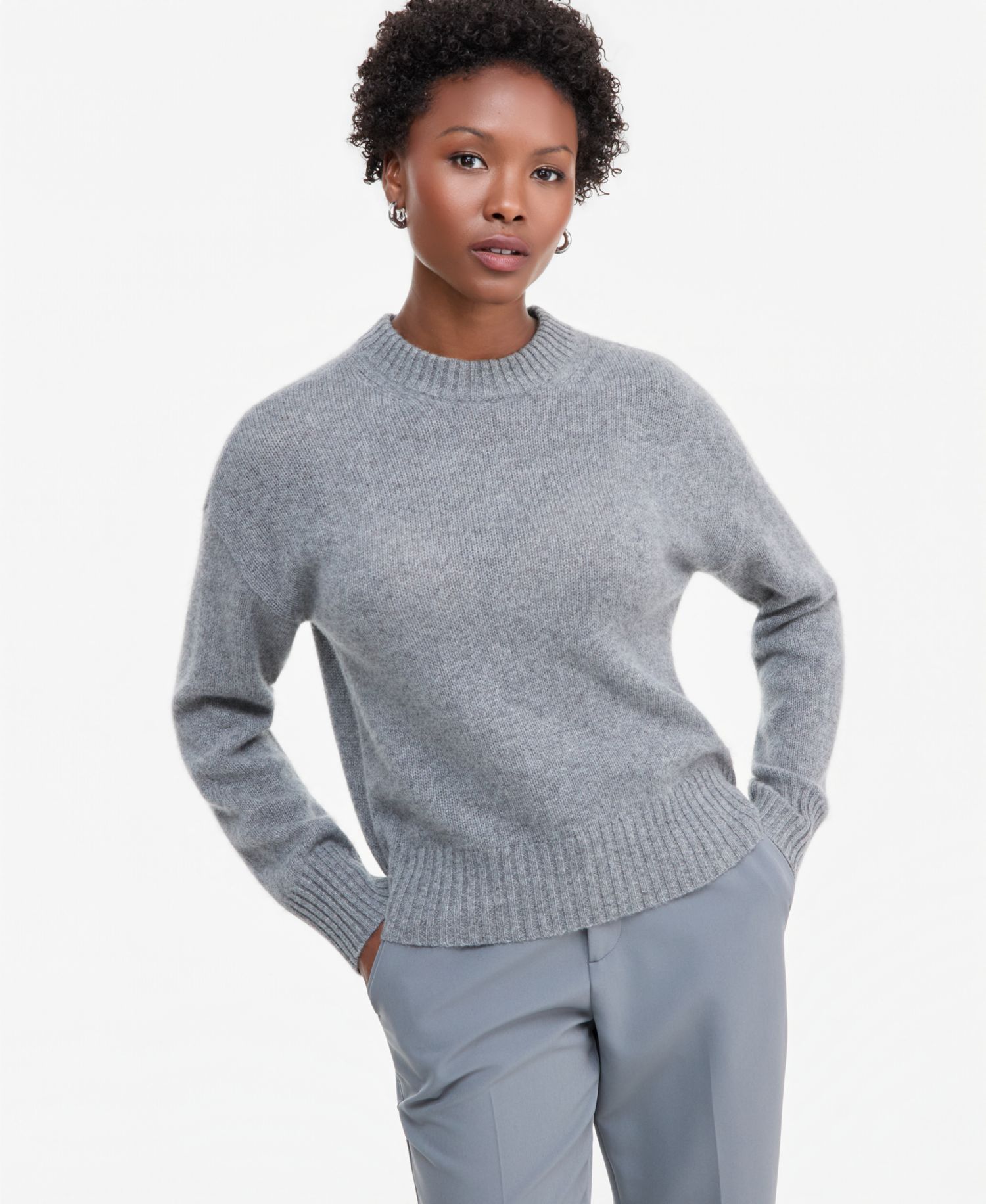 Petite 100% Cashmere Relaxed Crewneck Sweater