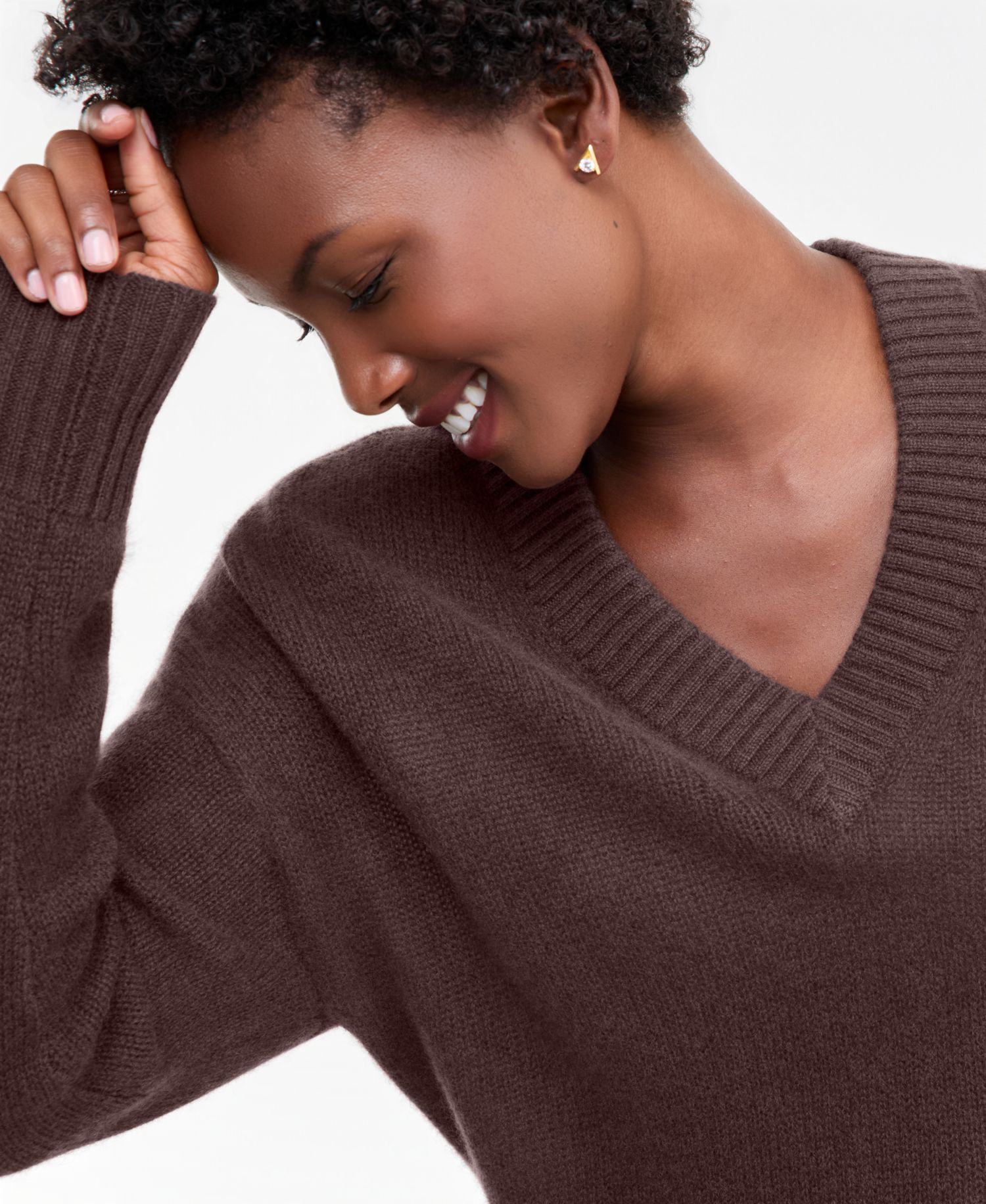 Petite 100% Cashmere V-Neck Relaxed Sweater