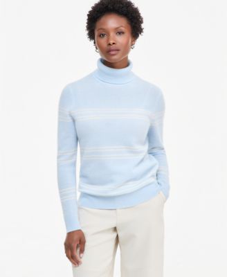 Petite Sophia Stripe Cashmere Turtleneck Sweater