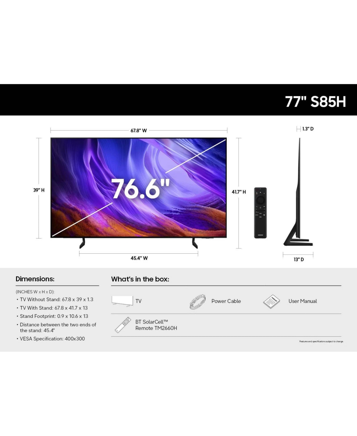 Samsung QN77S85HAEXZA 77" 4K Oled Smart Tv with Dolby Atmos with a 5 Year Amber Protection Plan (2026)